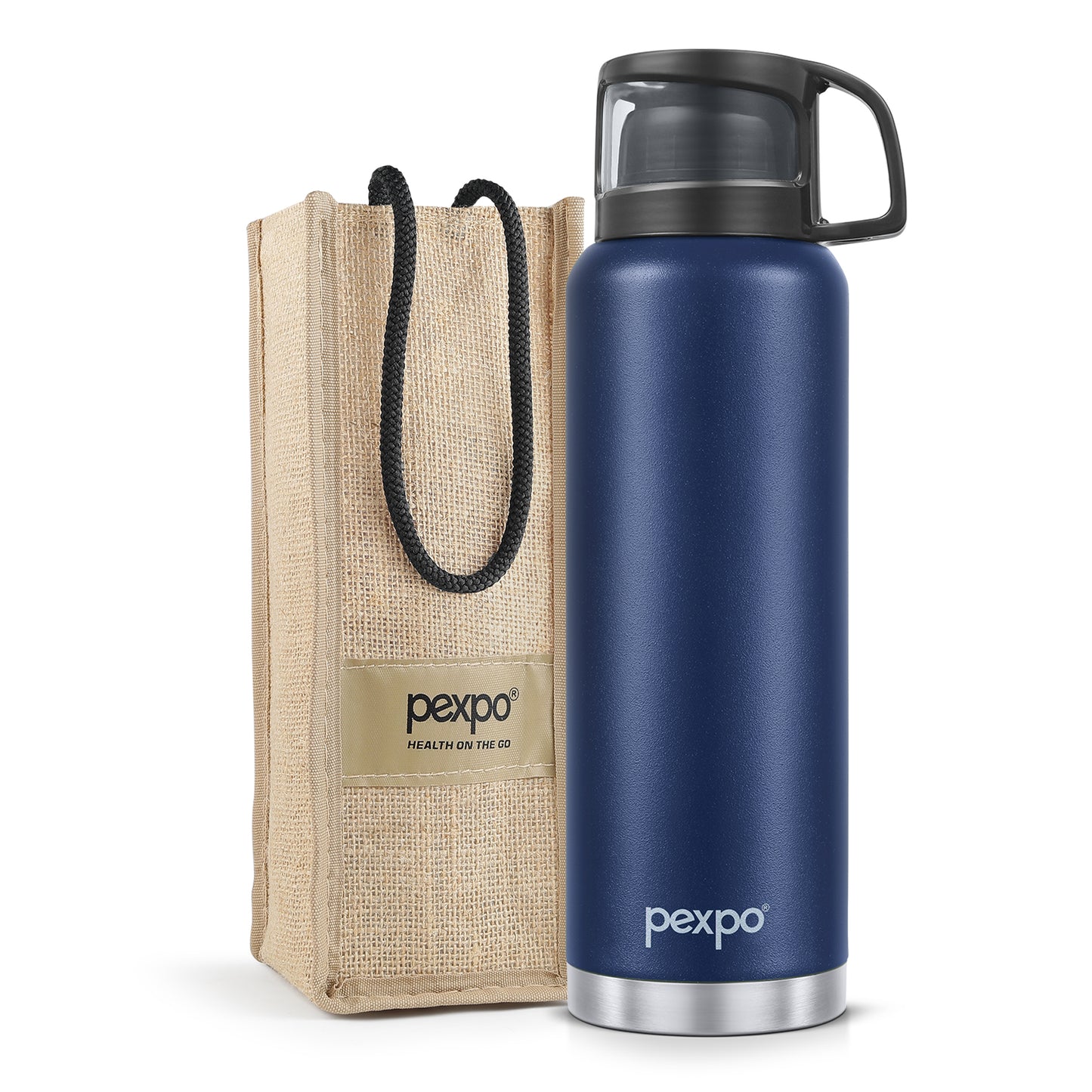 Pexpo Ferrero Thermo Steel Flask | Tri-Ply Vacuum Insulated Hot & Cold Bottle | With Cup Cap