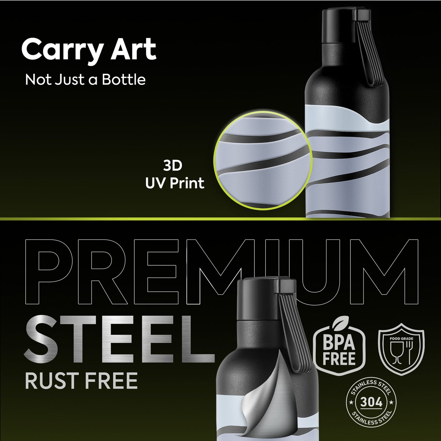 Oslo Grey Wave Print Hot & Cold Water Bottle