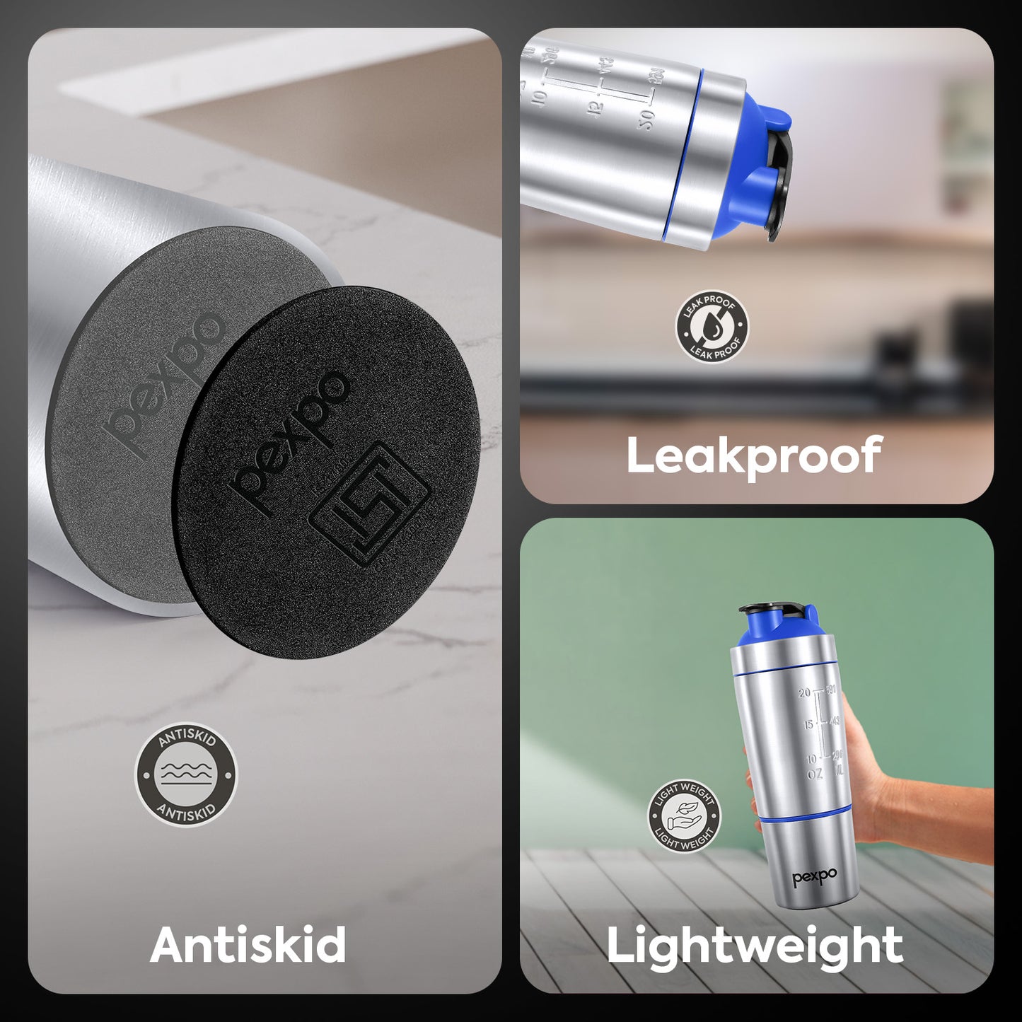 Kinetic Stainless Steel Shaker with extra Compartment