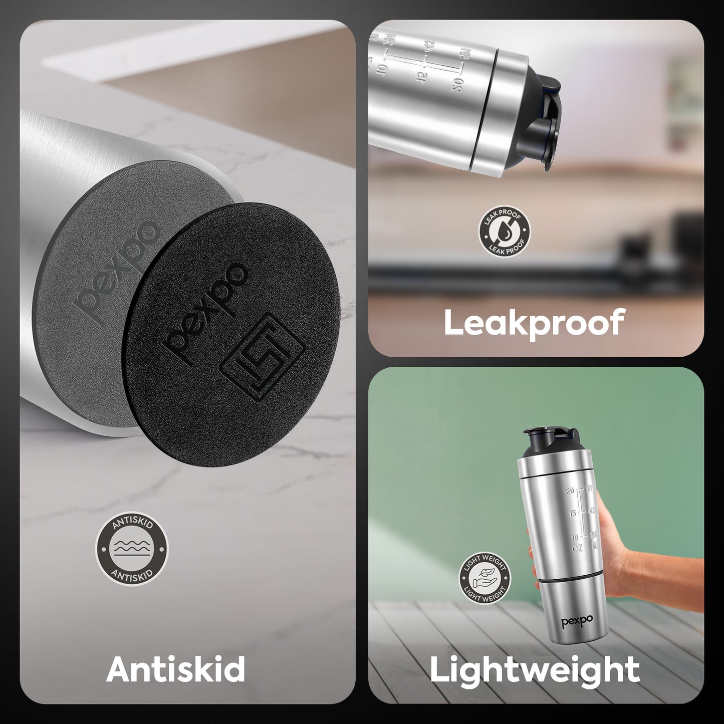 Kinetic Stainless Steel Shaker with extra Compartment