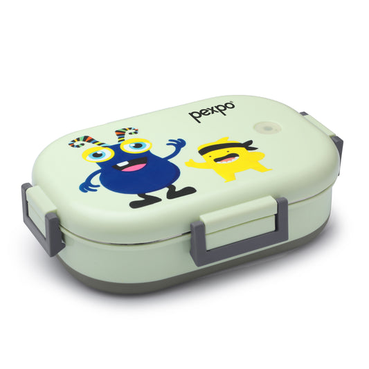Pexpo Tango  - Stainless Steel Kids Lunch Box (Blue Monster Design)