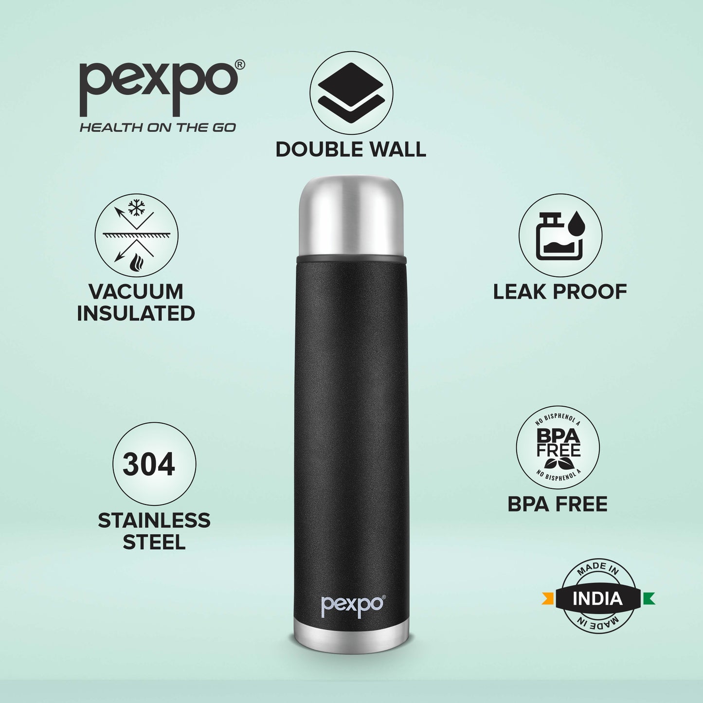 Flamingo - Leak-Proof Insulated Stainless Steel Flask With Flip Cap