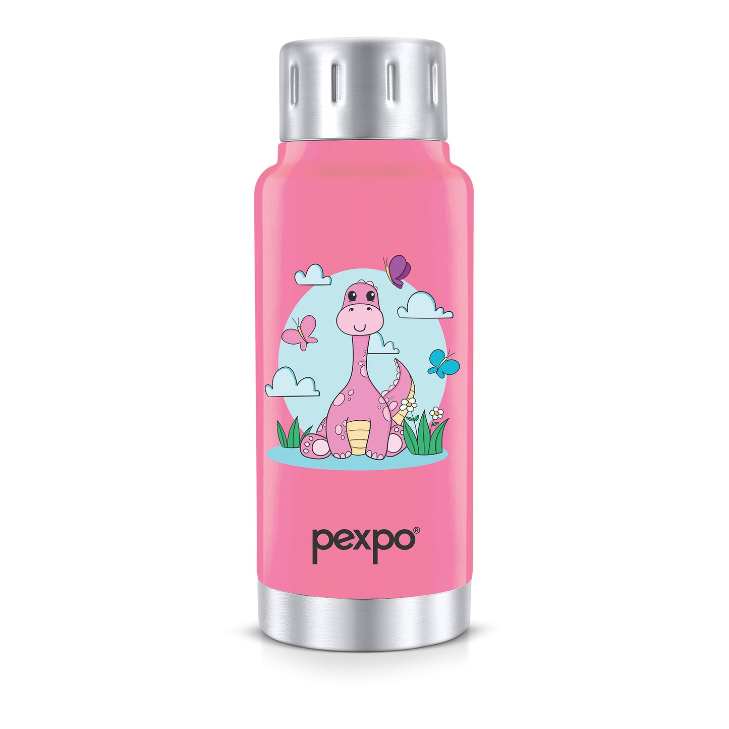 Pexpo Cameo- Stainless Steel 24 Hrs Hot & Cold Vacuum Insulated with DINOSAUR Design & cool colors