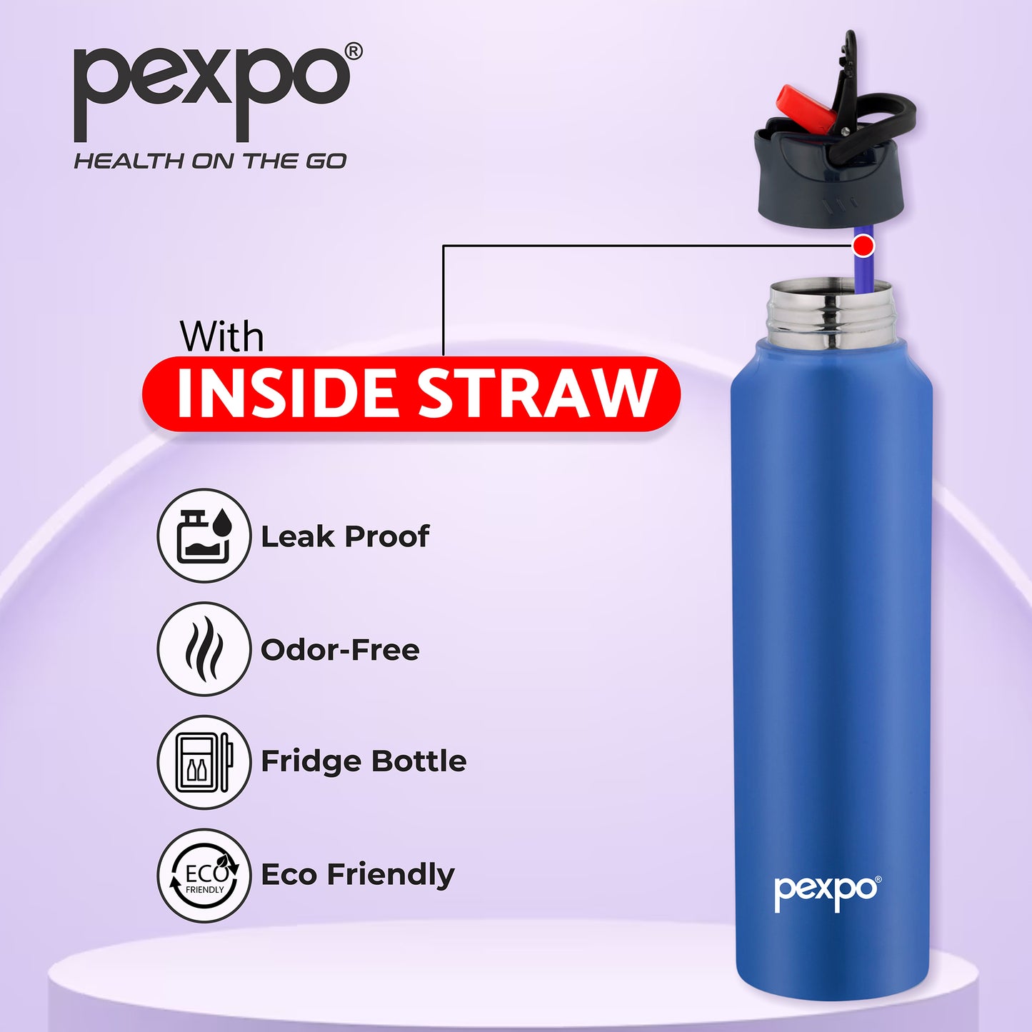 PEXPO Chico- Wide Mouth & Leak-Proof Stainless Steel Water Bottle with Sipper Cap