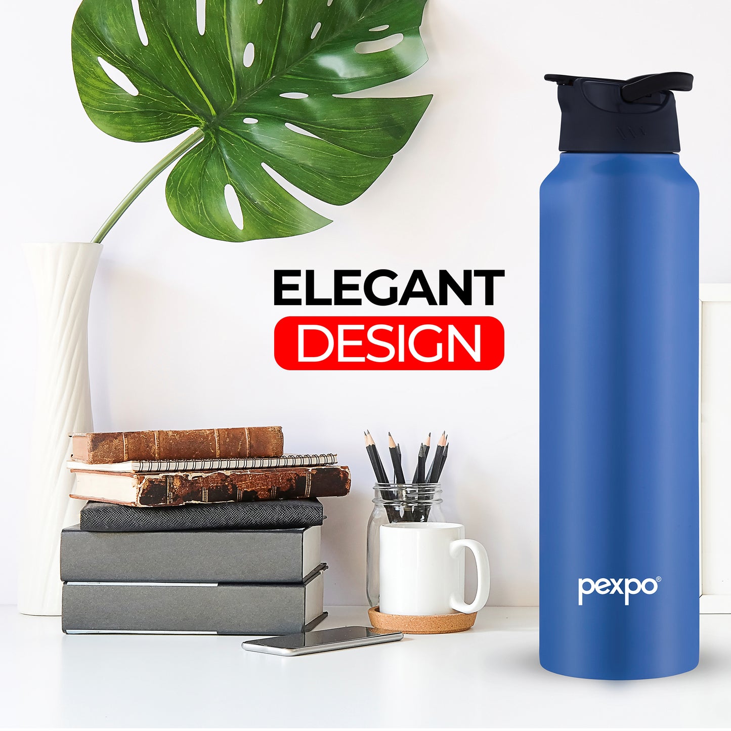 PEXPO Chico- Wide Mouth & Leak-Proof Stainless Steel Water Bottle with Sipper Cap