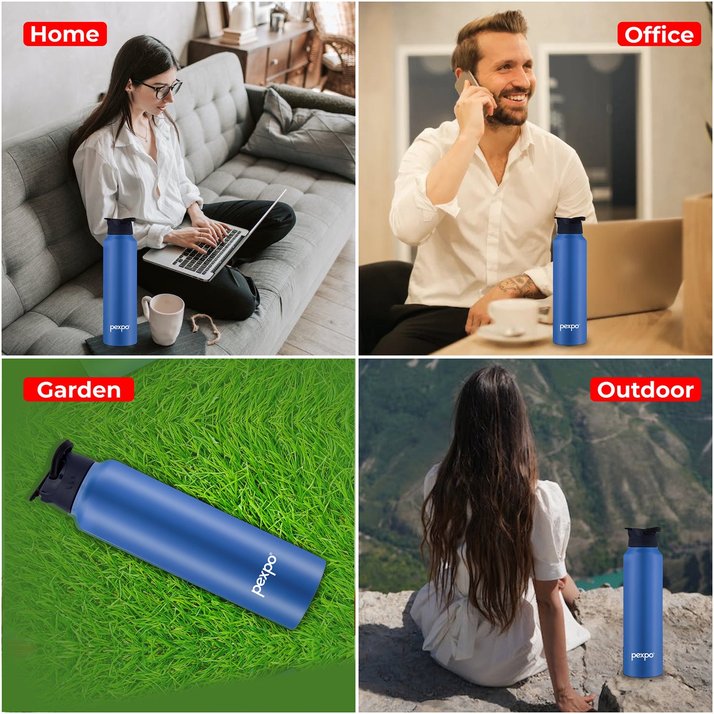 PEXPO Chico- Wide Mouth & Leak-Proof Stainless Steel Water Bottle with Sipper Cap