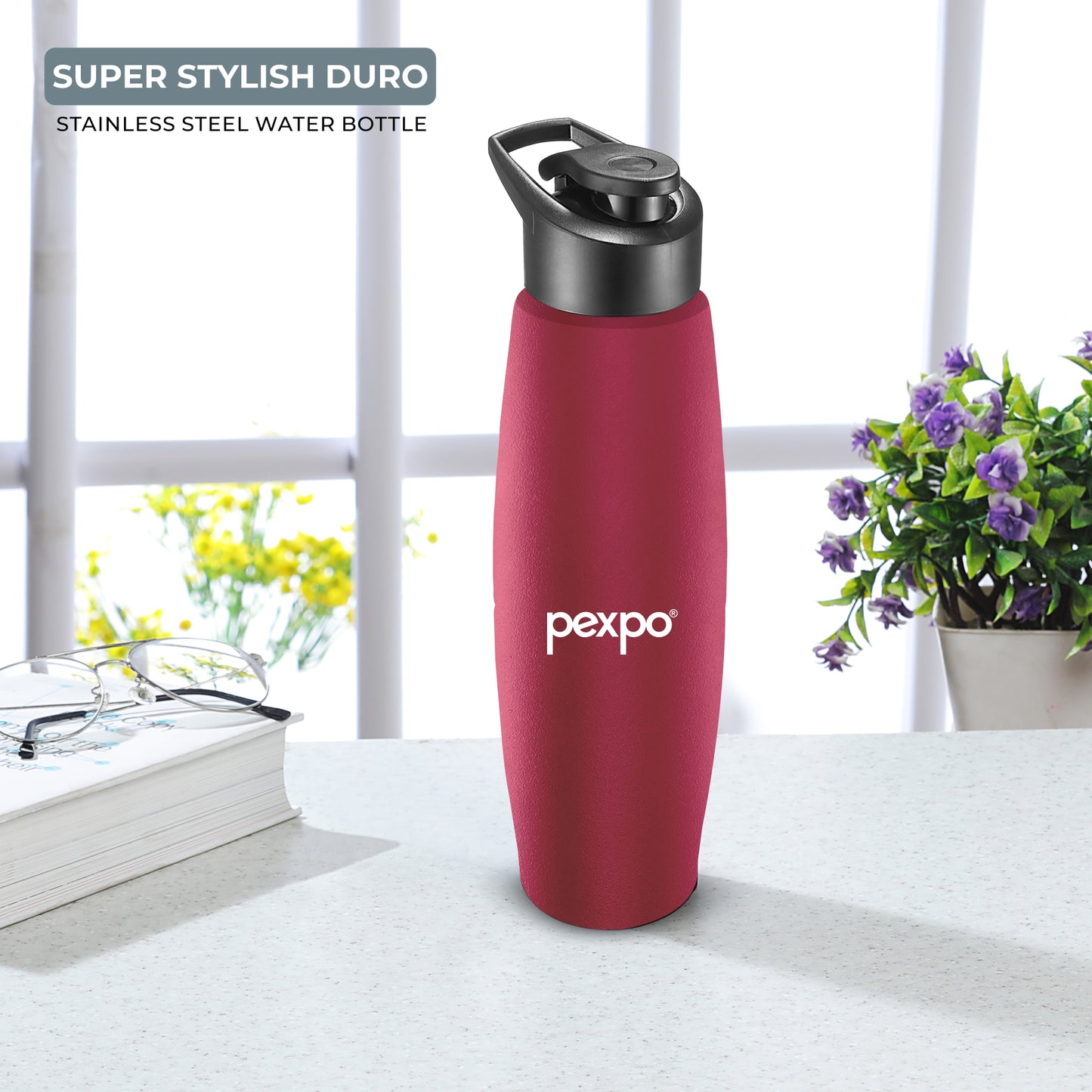 PEXPO Duro- Wide Mouth & Leak-Proof Stainless Steel Water Bottle with Sipper Cap