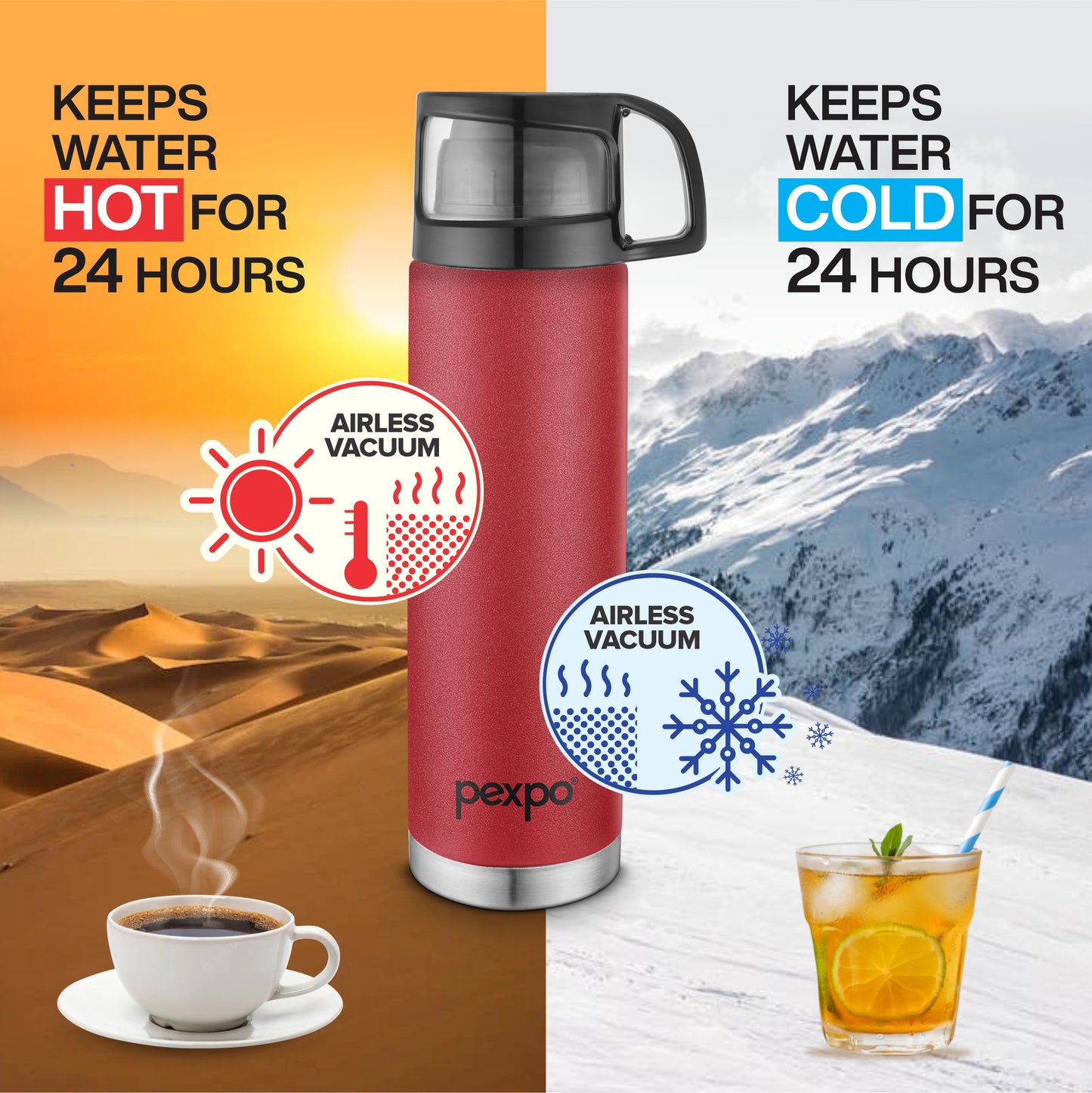 Fererro - Vacuum Insulated Stainless Steel Flask With Convertible Cap