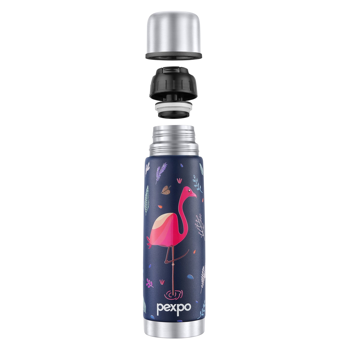 Pexpo Flamingo- Stainless Steel 24 Hrs Hot & Cold Vacuum Insulated with Flamingo Design, | Eco-Friendly, Durable, ISI Certified