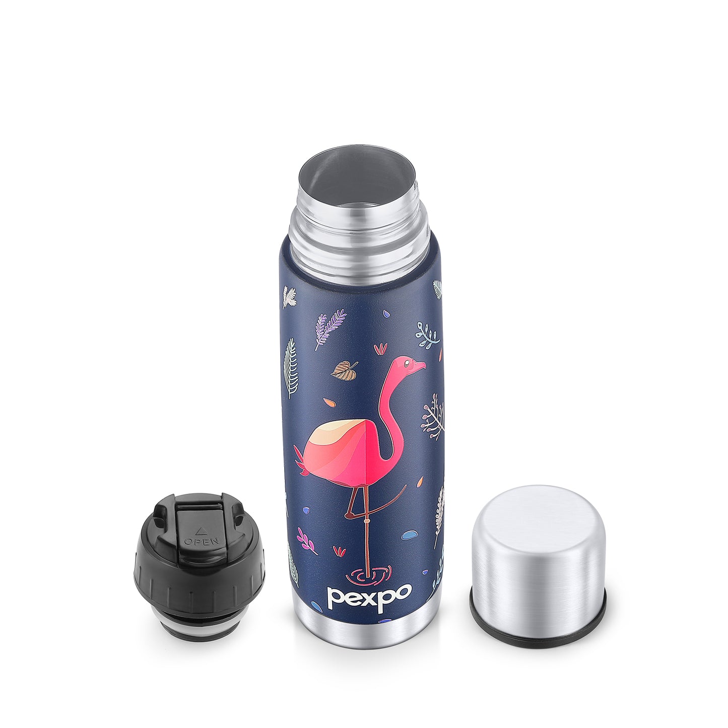 Pexpo Flamingo- Stainless Steel 24 Hrs Hot & Cold Vacuum Insulated with Flamingo Design, | Eco-Friendly, Durable, ISI Certified
