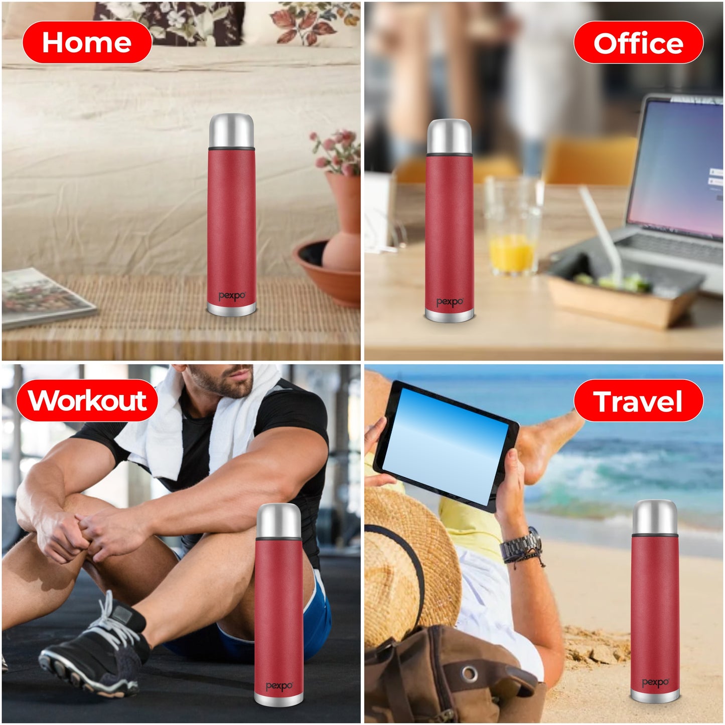 Flamingo - Leak-Proof Insulated Stainless Steel Flask With Flip Cap