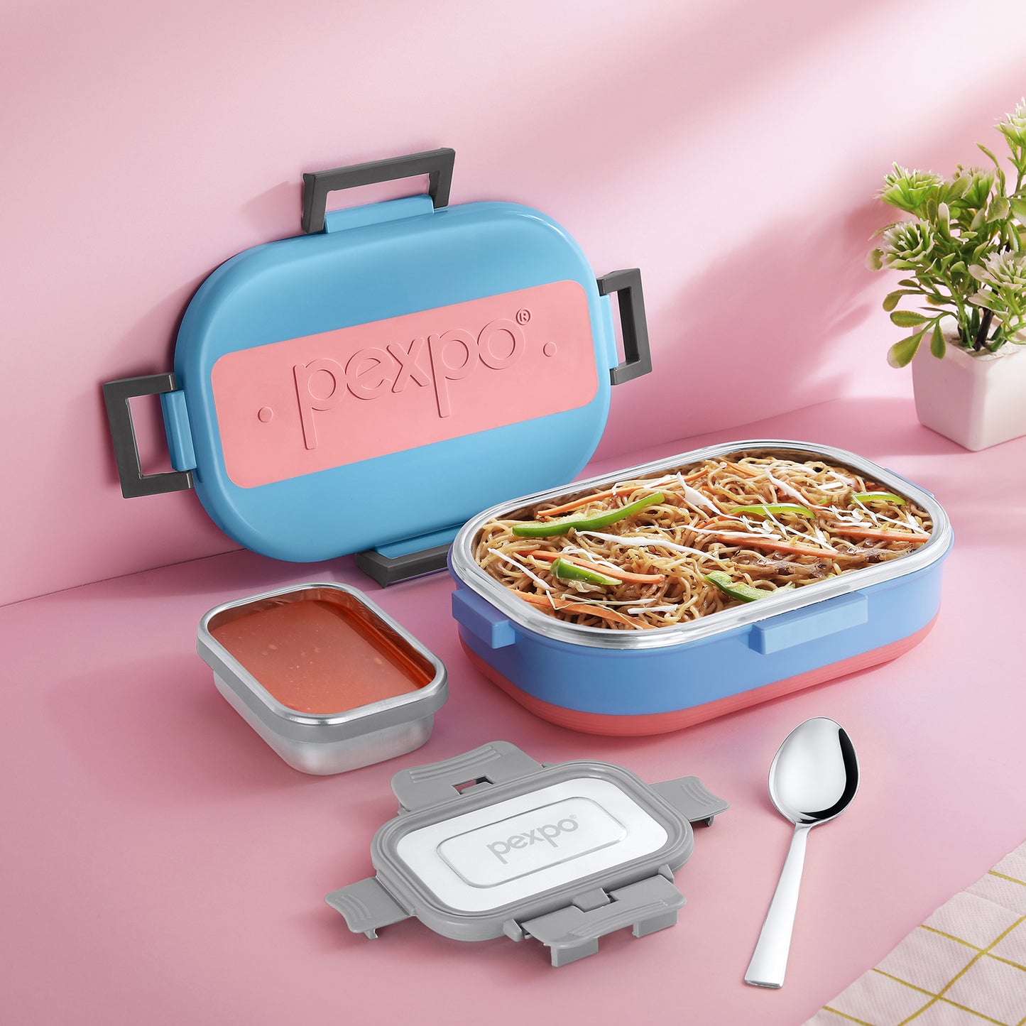 Pexpo GRIP & LOCK  - Stainless Steel  Kids Lunch Box