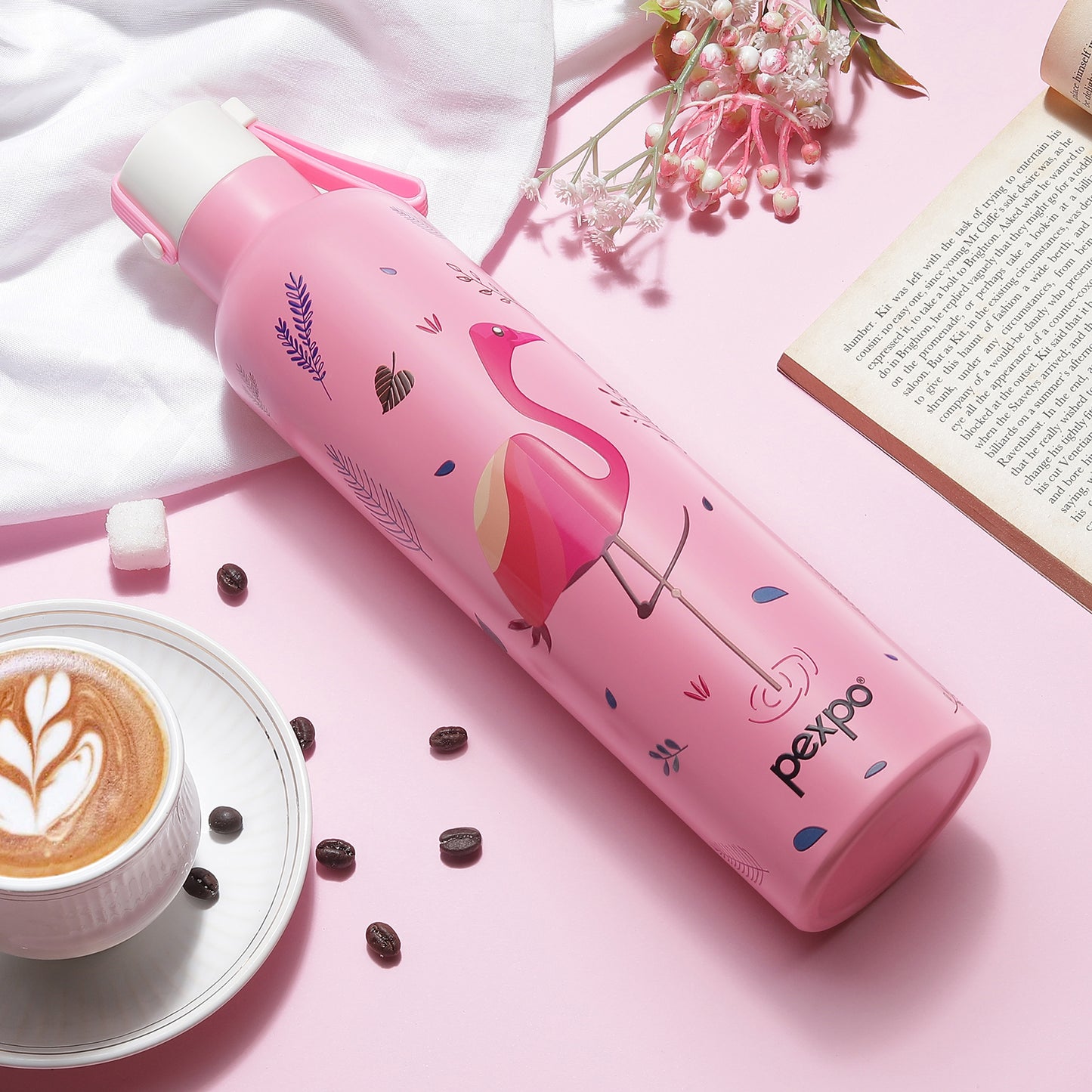 Oslo Pink Flamingo Print Hot & Cold Water Bottle