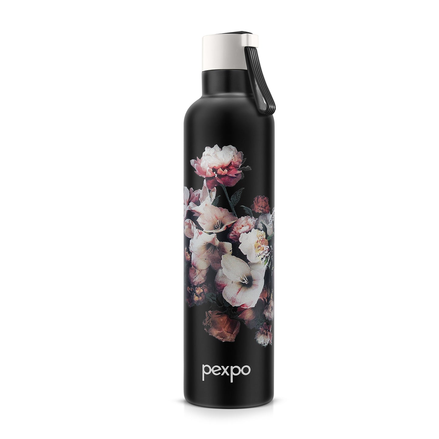 Oslo Black Flower Print Hot & Cold Water Bottle