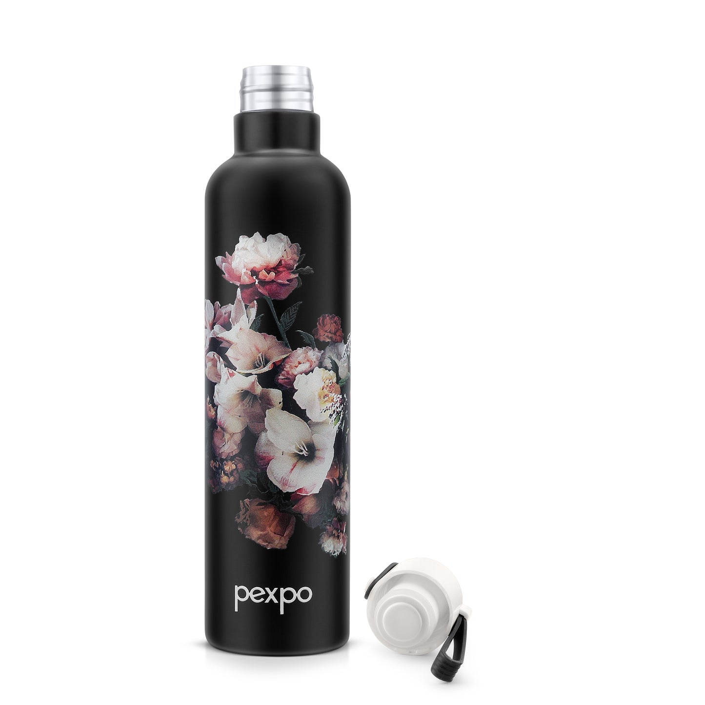 Oslo Black Flower Print Hot & Cold Water Bottle