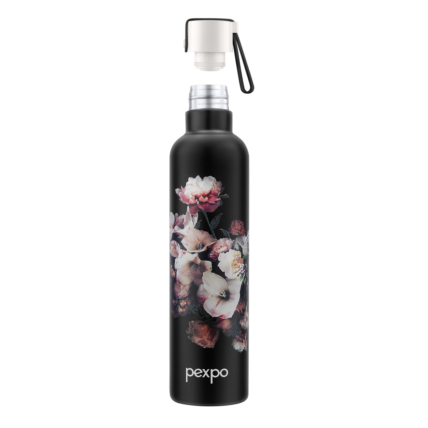 Oslo Black Flower Print Hot & Cold Water Bottle