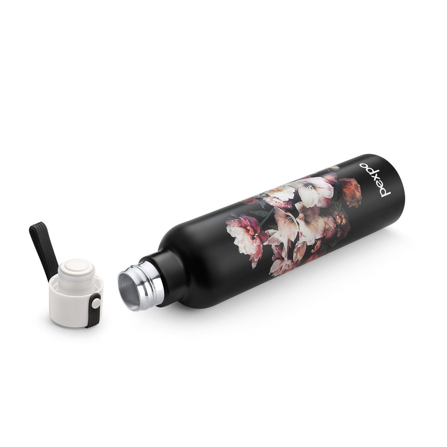 Oslo Black Flower Print Hot & Cold Water Bottle