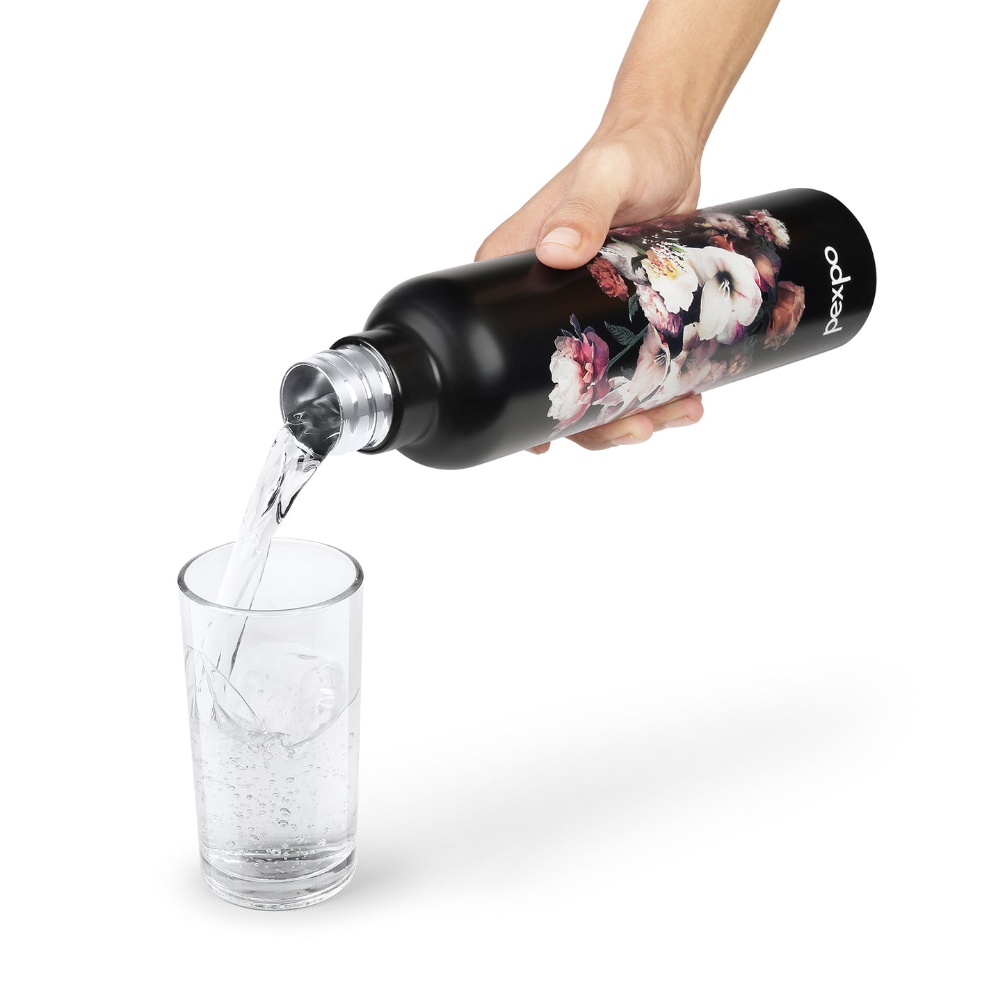Oslo Black Flower Print Hot & Cold Water Bottle
