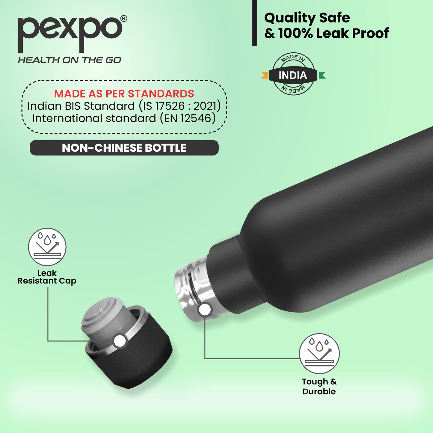 Oreo - Multipurpose Insulated Stainless Steel Water Bottle With Leak-Proof Cap