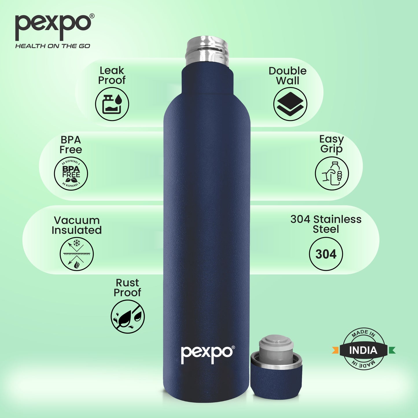 Oreo - Multipurpose Insulated Stainless Steel Water Bottle With Leak-Proof Cap