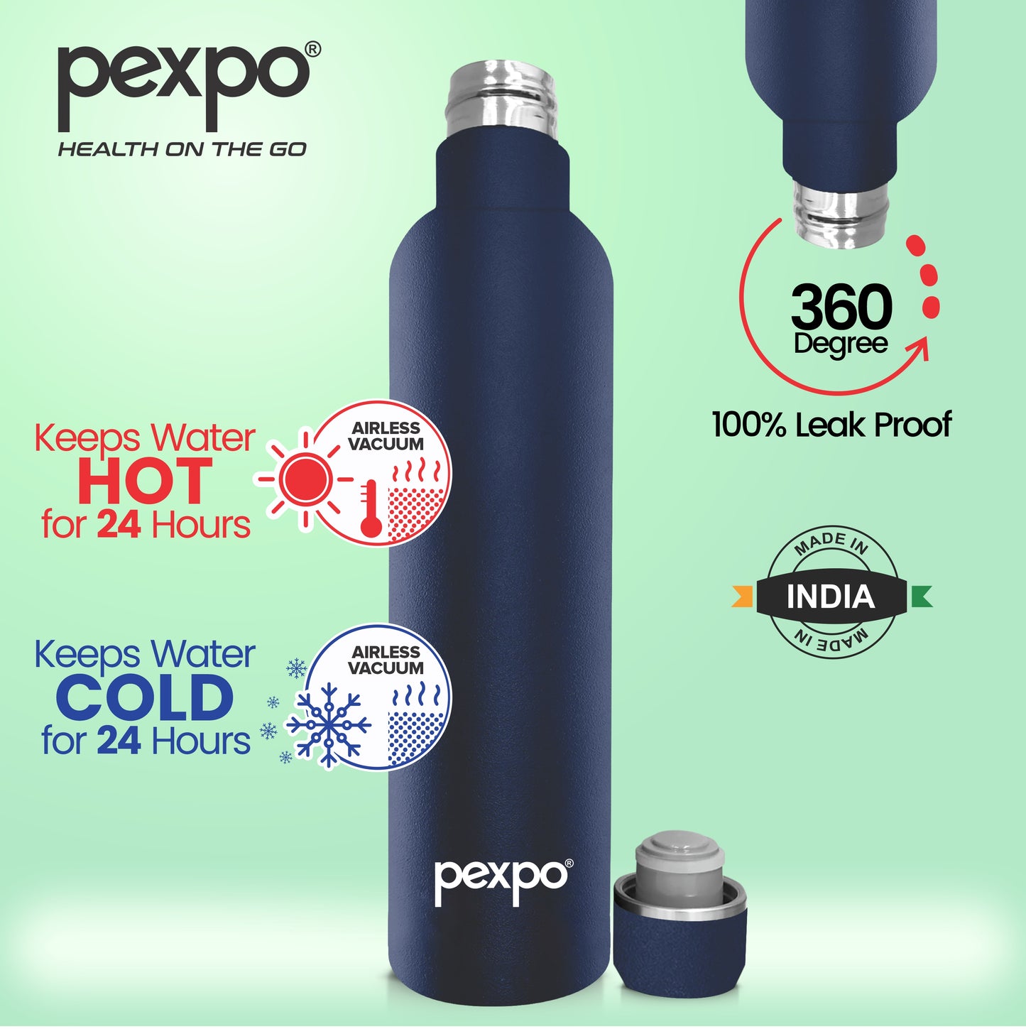 Oreo - Multipurpose Insulated Stainless Steel Water Bottle With Leak-Proof Cap