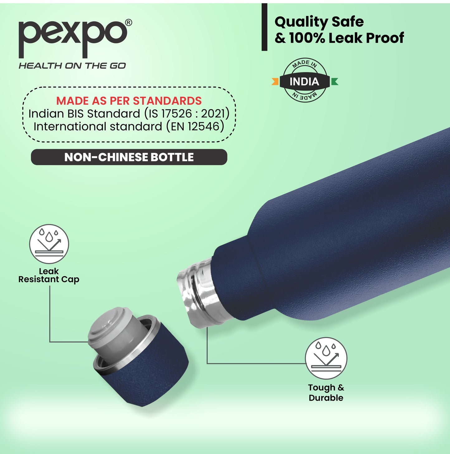 Oreo - Multipurpose Insulated Stainless Steel Water Bottle With Leak-Proof Cap