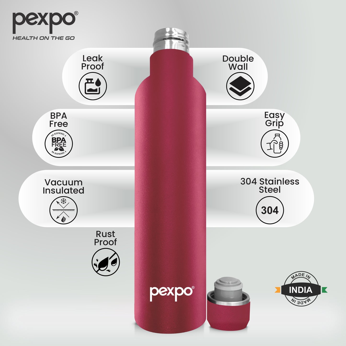 Oreo - Multipurpose Insulated Stainless Steel Water Bottle With Leak-Proof Cap