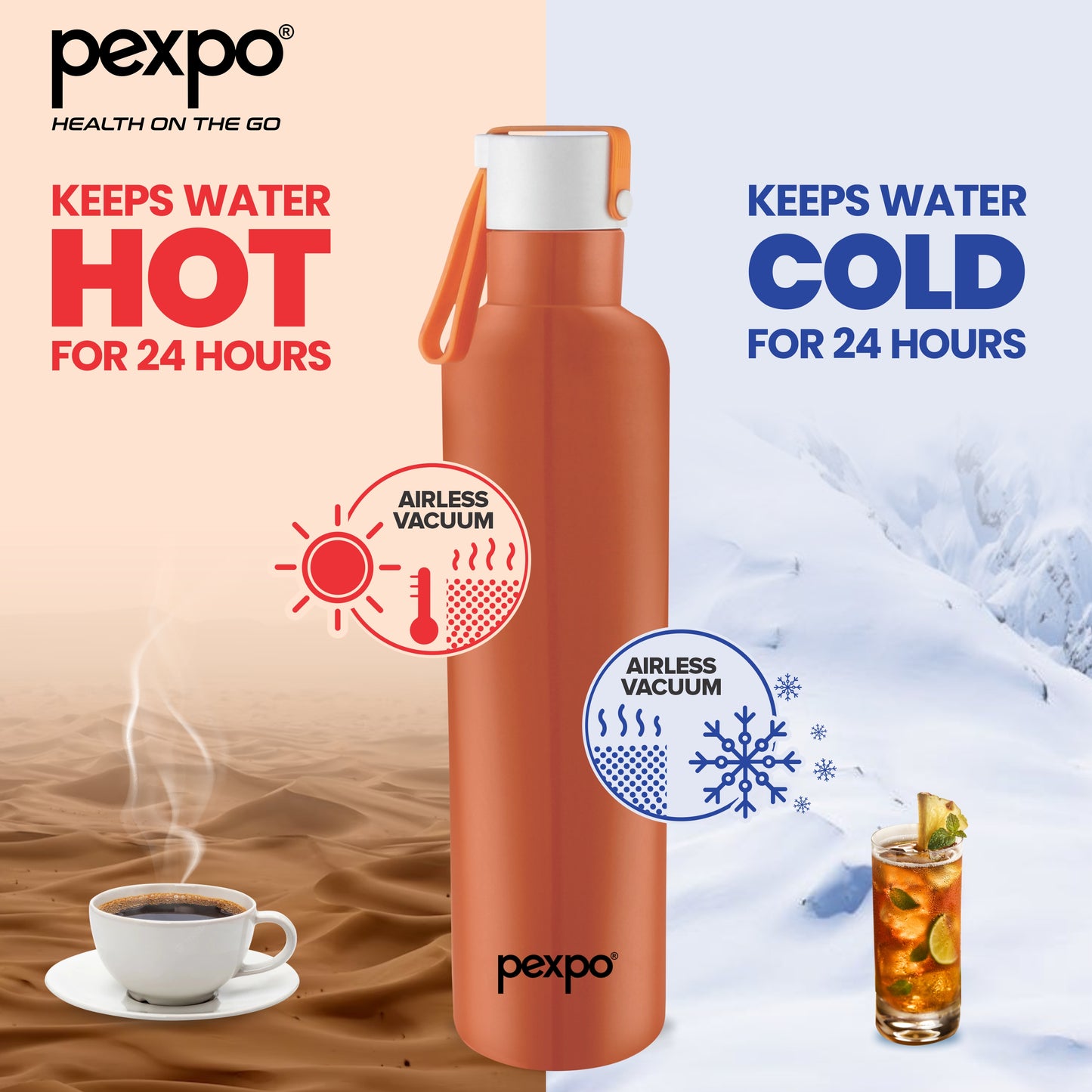 Oslo - Insulated Stainless Steel Water Bottle to Keep Drinks Hot/Cold 24 Hours