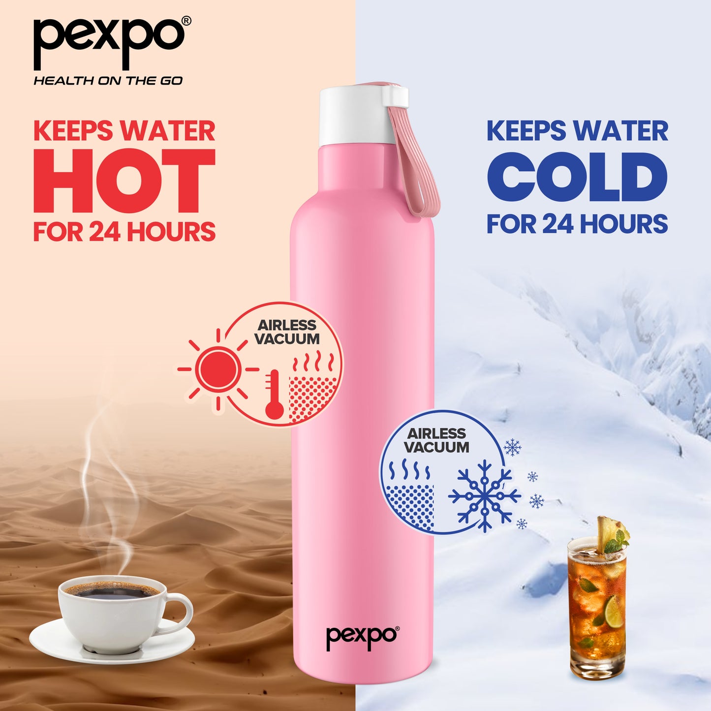 Oslo - Insulated Stainless Steel Water Bottle to Keep Drinks Hot/Cold 24 Hours