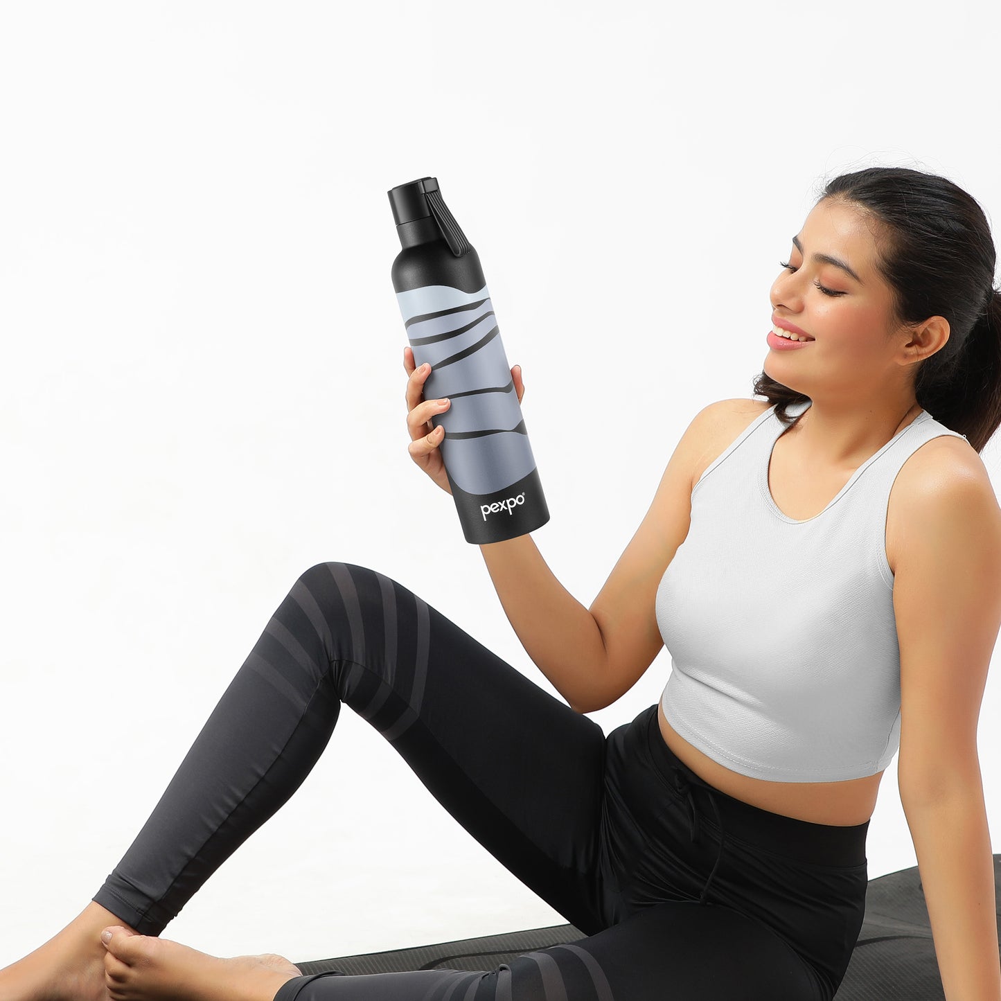 Oslo Grey Wave Print Hot & Cold Water Bottle