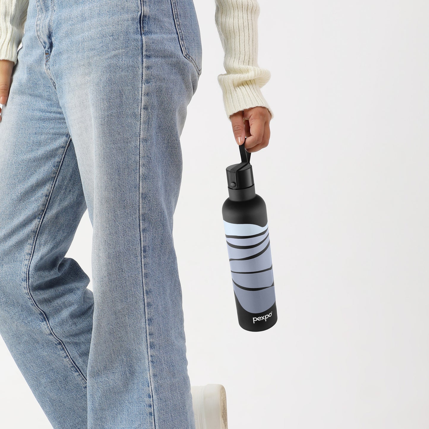 Oslo Grey Wave Print Hot & Cold Water Bottle