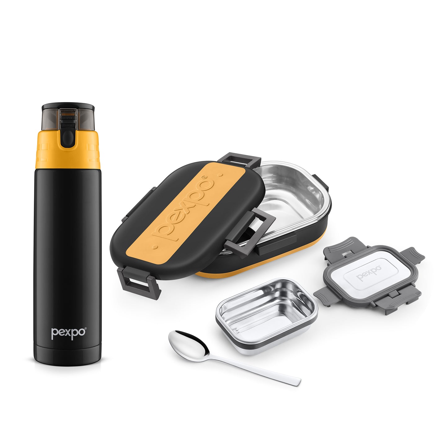 Cardio Black & Mustard 850 ml & Grip & Lock Black & Mustard