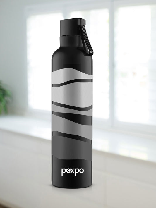 Pexpo Oslo Grey Wave Print Hot & Cold Water Bottle