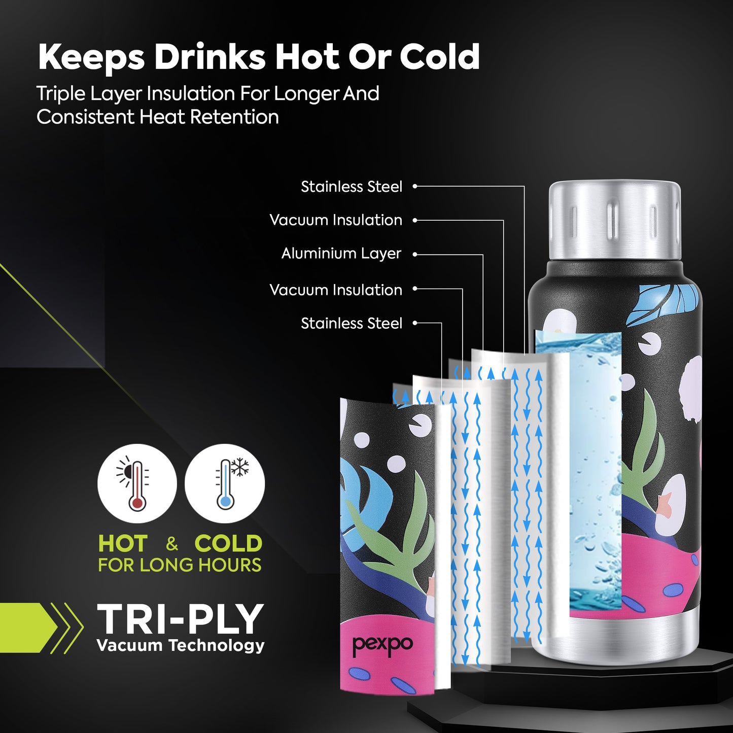 Cameo Plant-themed Art Hot & Cold Water Bottle