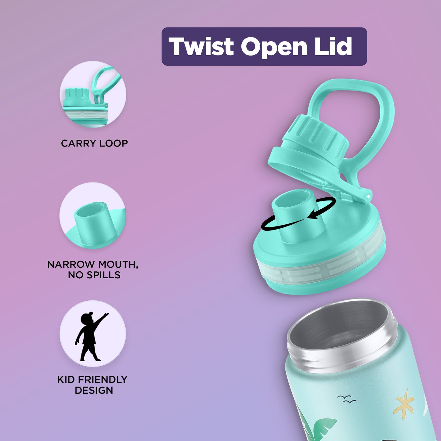Texas Sea Green Doll Print Hot & Cold Water Bottle