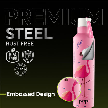 Oslo Pink Flamingo Print Hot & Cold Water Bottle