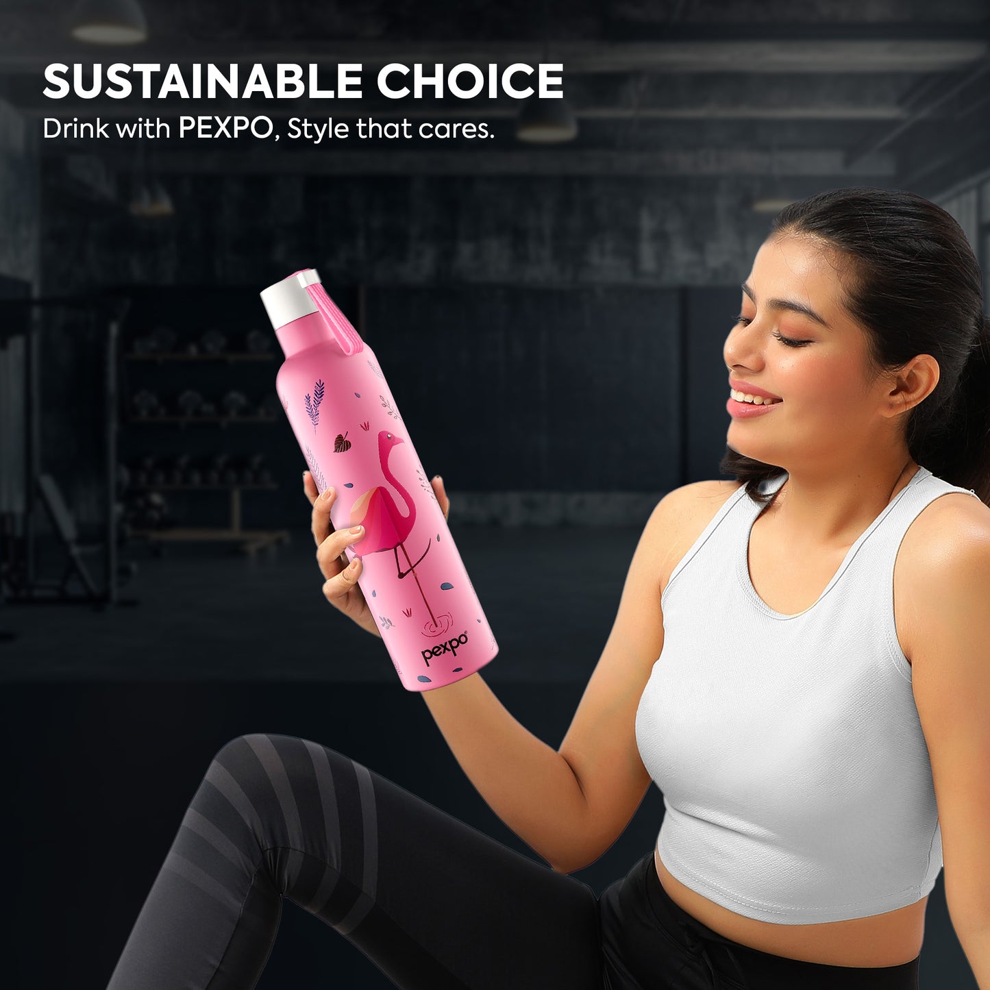 Oslo Pink Flamingo Print Hot & Cold Water Bottle