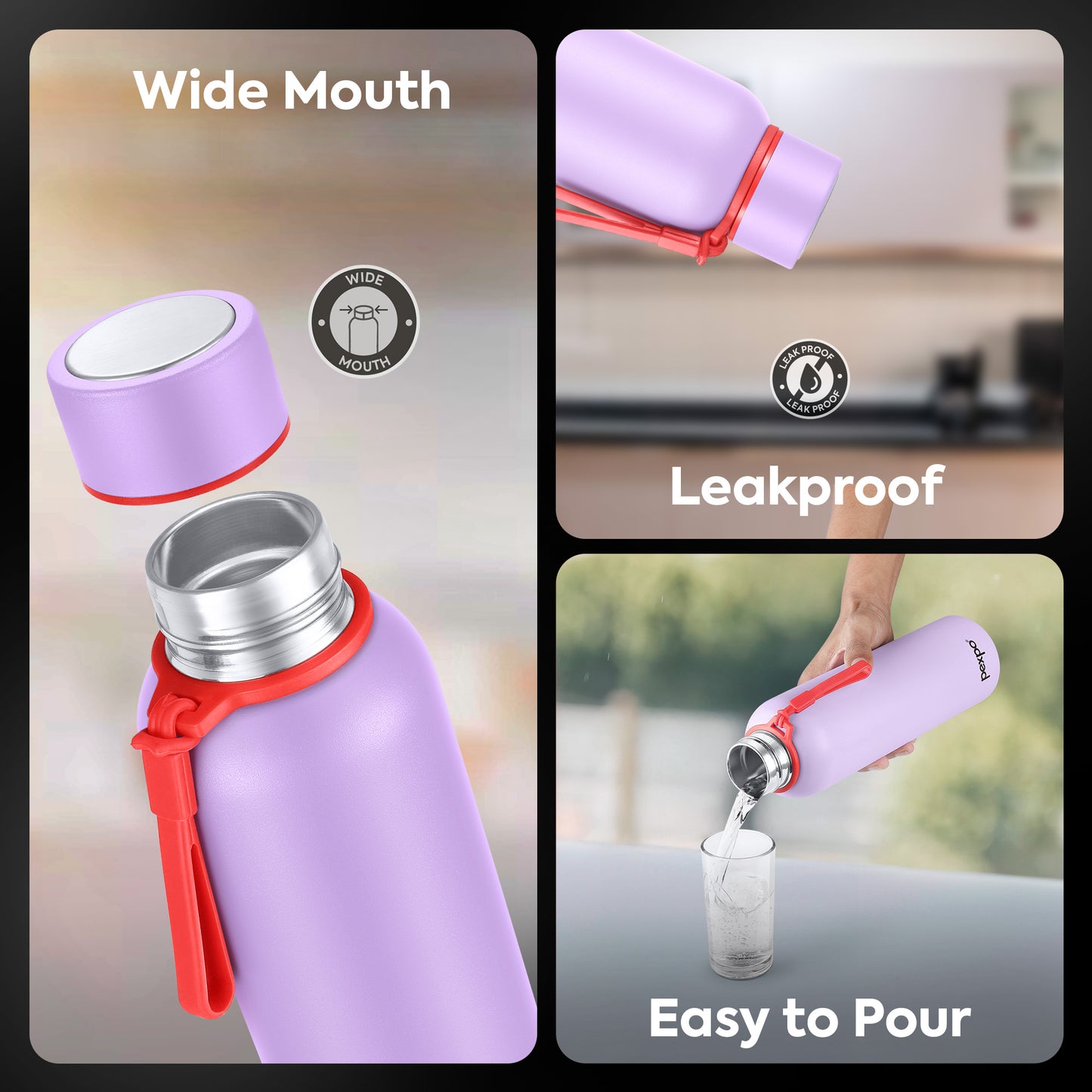 Pexpo Bravo Thermo Steel Bottle | Tri-Ply Vacuum Insulated Hot & Cold Flask - Pastel Edition