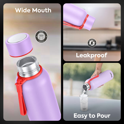 Pexpo Bravo Thermo Steel Bottle | Tri-Ply Vacuum Insulated Hot & Cold Flask - Pastel Edition