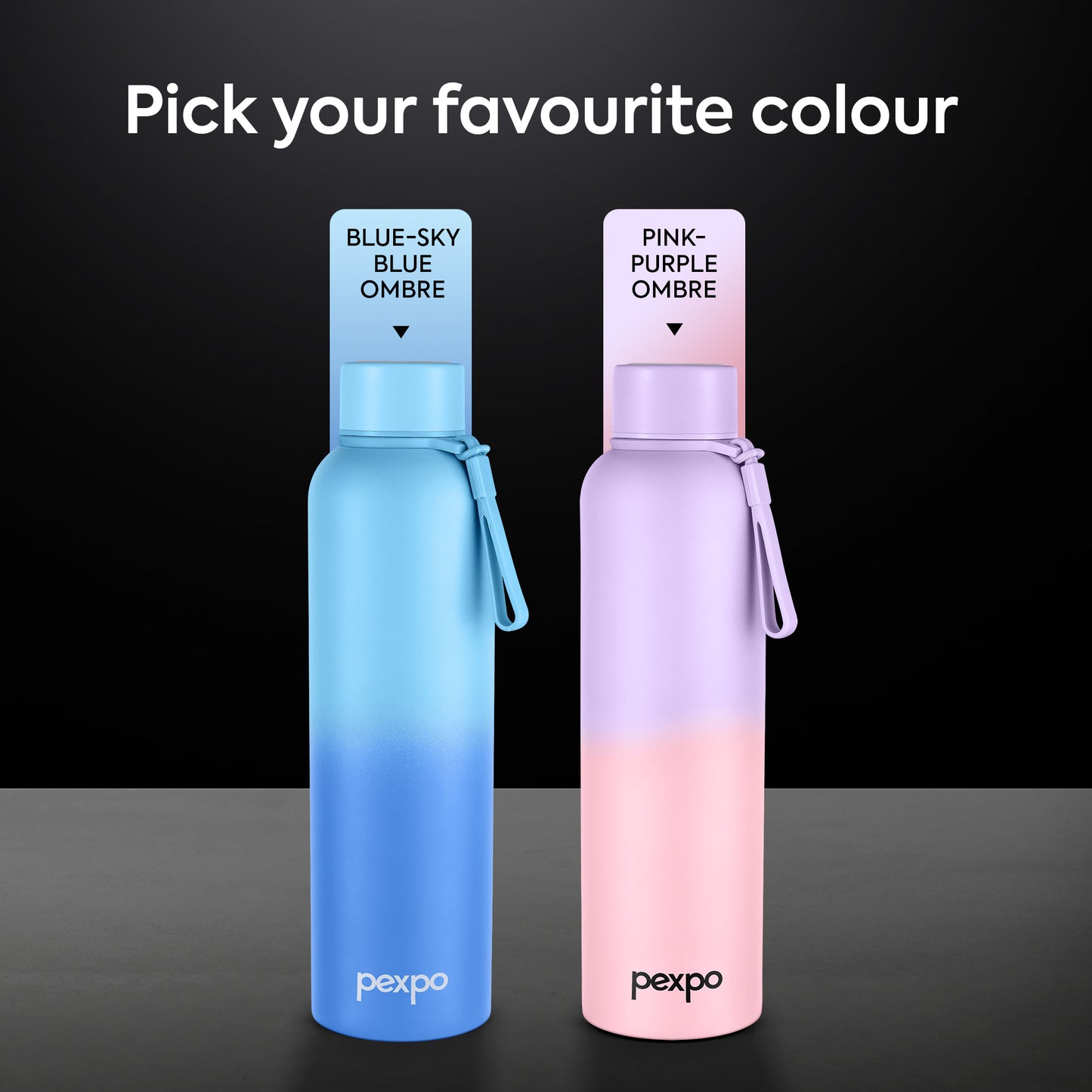 Pexpo Bravo Thermo Steel Bottle | Tri-Ply Vacuum Insulated Hot & Cold Flask - Ombre Design