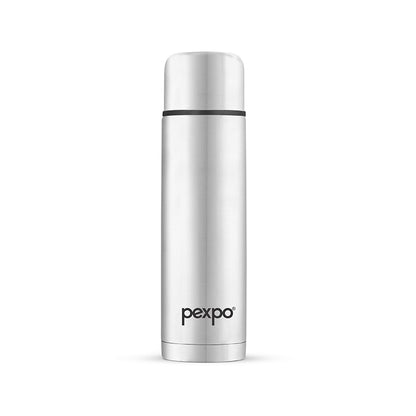 Pexpo Flip and Sip- 24+Hours Hot and Cold Thermosteel Flask with Drinking Cup & Zipper-Bag, |Leak Proof| | ISI Certified