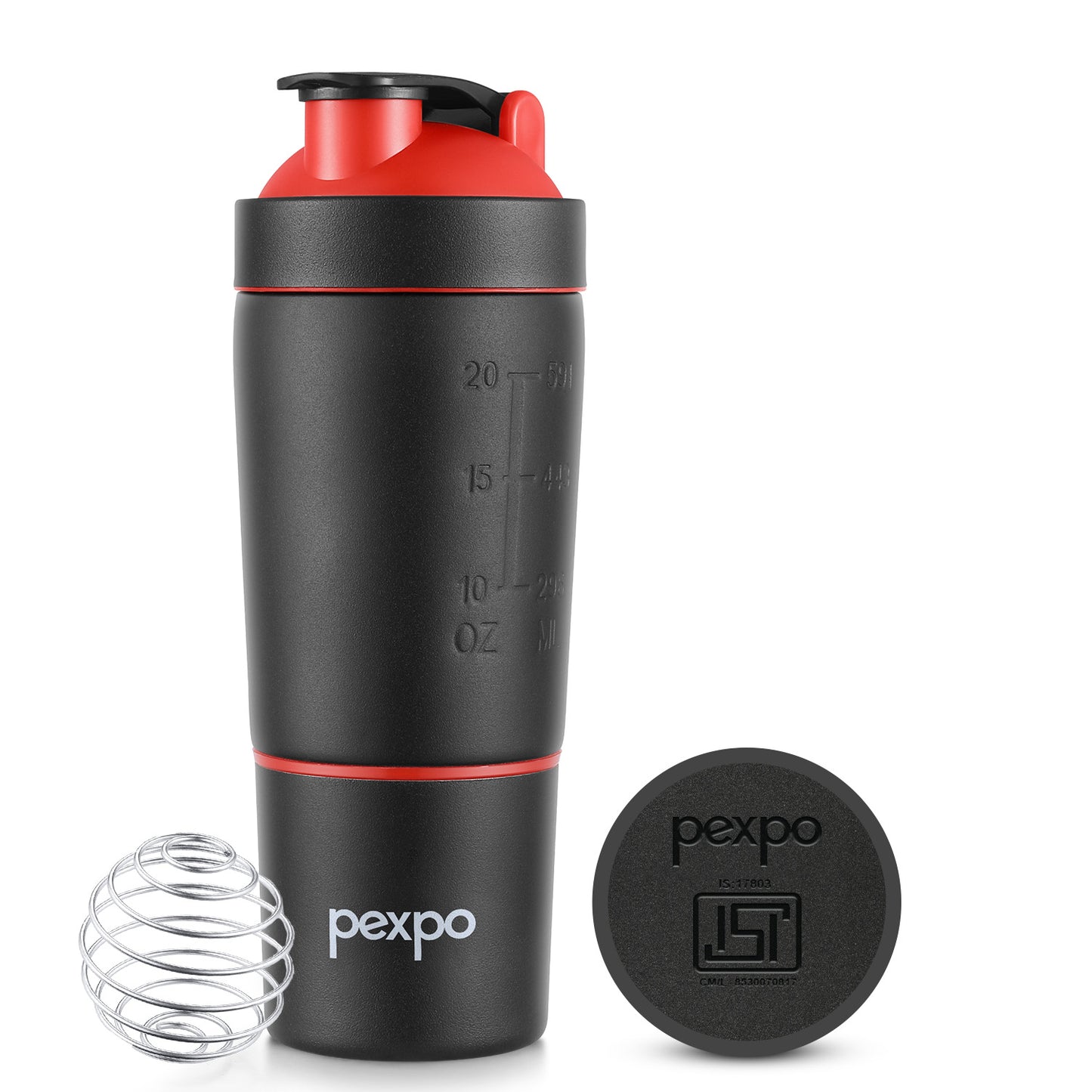 Kinetic Stainless Steel Shaker with extra Compartment