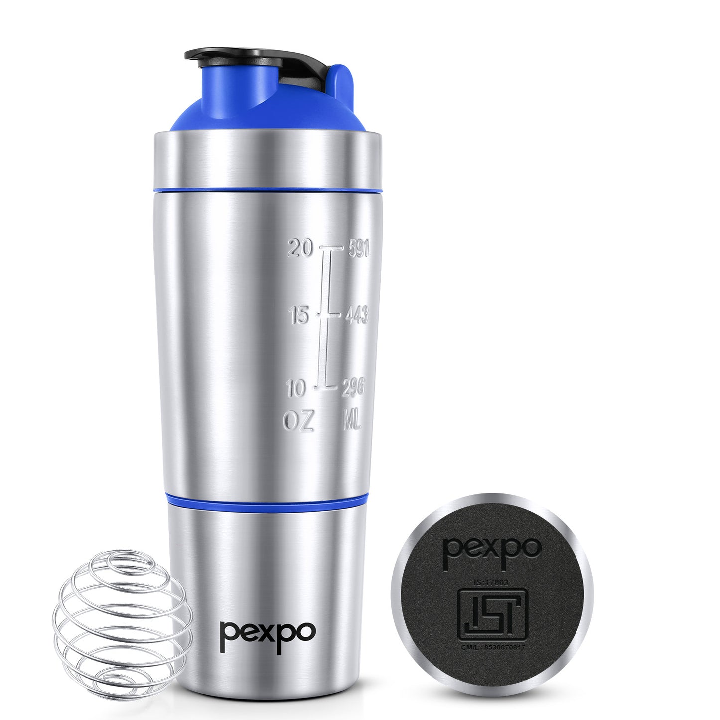 Kinetic Stainless Steel Shaker with extra Compartment