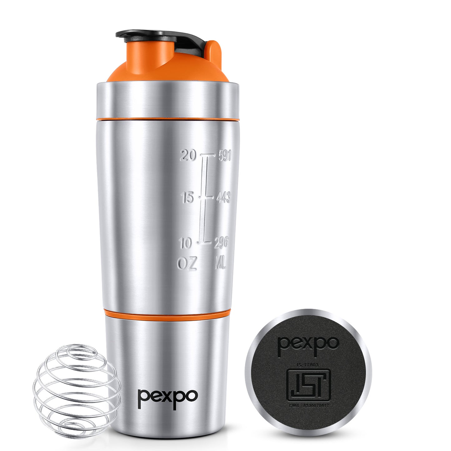 Kinetic Stainless Steel Shaker with extra Compartment