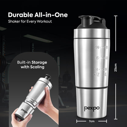 Kinetic Stainless Steel Shaker with extra Compartment