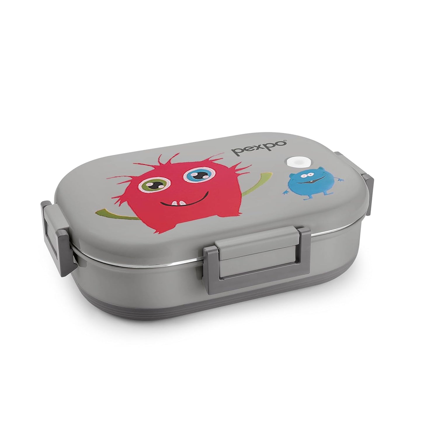 Pexpo Tango  - Stainless Steel Kids Lunch Box (Magenta Monster Design)