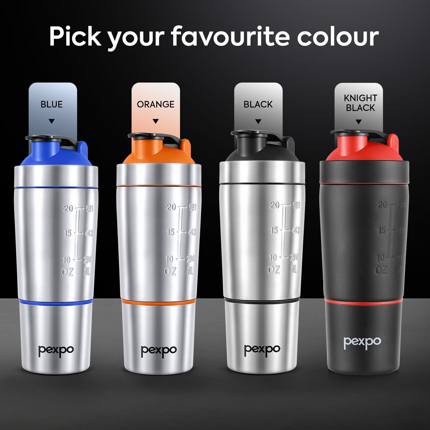 Kinetic Stainless Steel Shaker with extra Compartment
