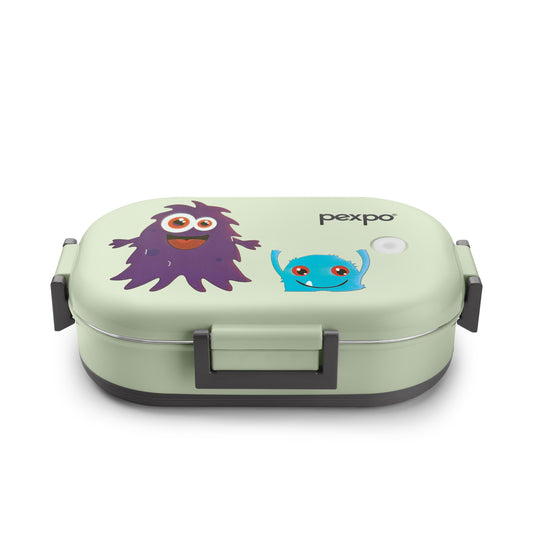 Pexpo Tango  - Stainless Steel Kids Lunch Box (Purple Monster Design)