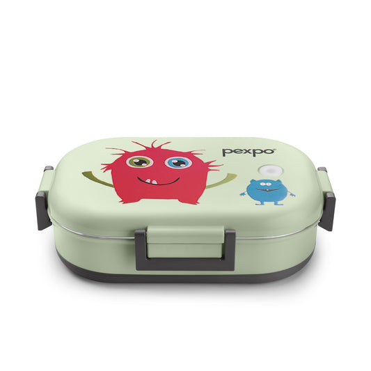 Pexpo Tango  - Stainless Steel Kids Lunch Box (Magenta Monster Design)