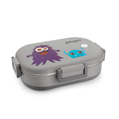 Pexpo Tango  - Stainless Steel Kids Lunch Box (Purple Monster Design)